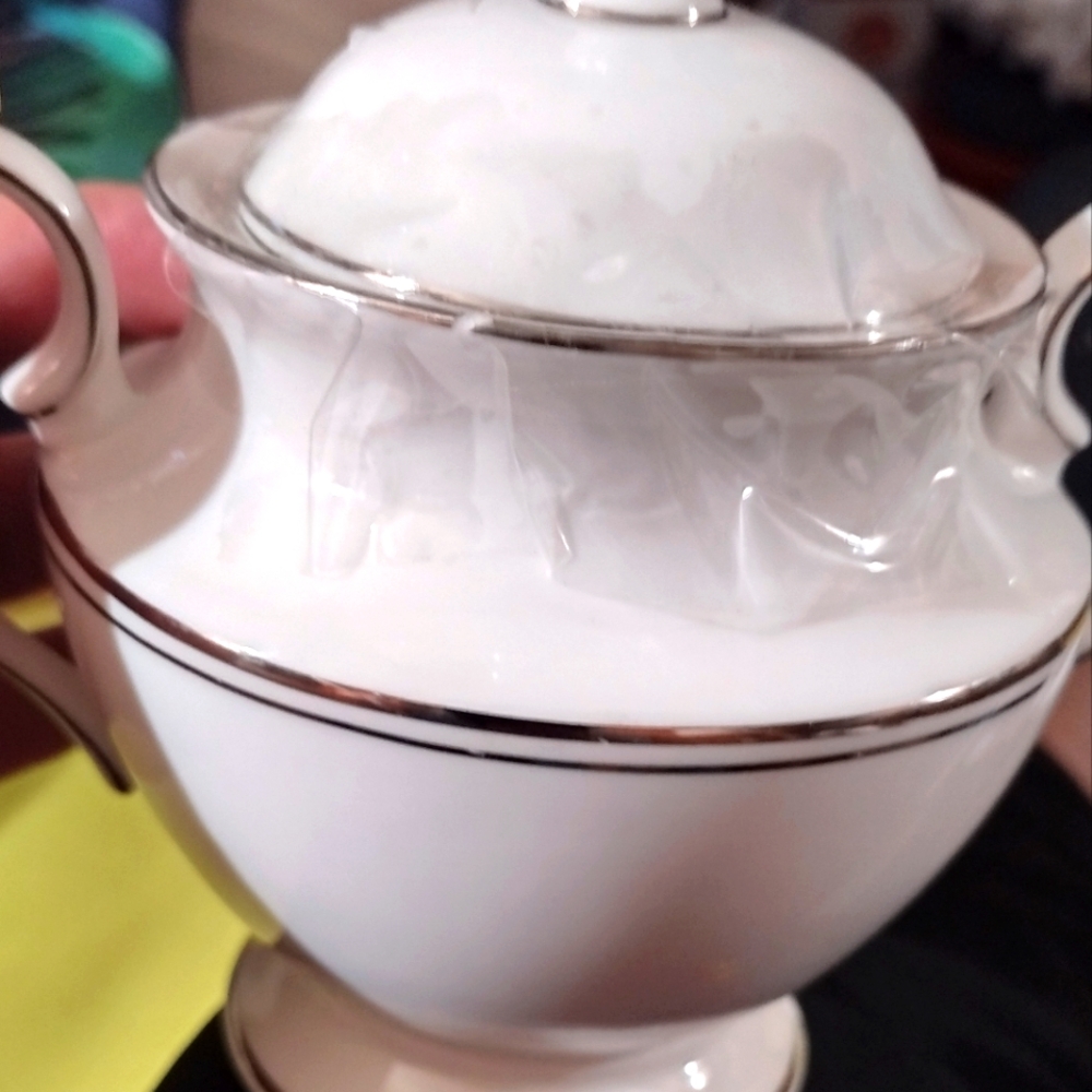 Sugar Bowl by Lenox with platinum trim